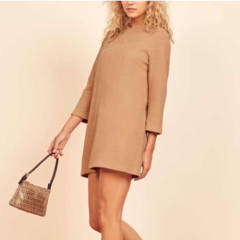 Reformation Channing Ribbed 3/4 Sleeve Mini Dress Size S